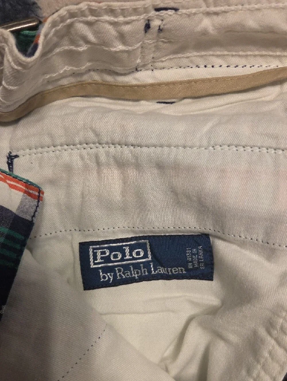 Polo by Ralph Lauren White Shirt with Plaid Trim